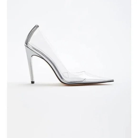 Good American Cinder-Rella Pumps Size 8 Glass GA275PB-X - Picture 4 of 10